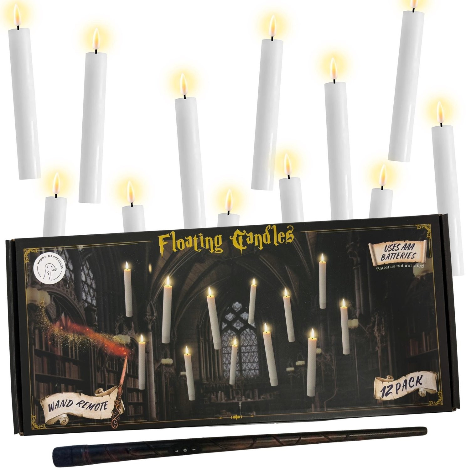 Happy Happenings Set van 12 LED Floating Candles met Afstandsbediening voor Halloween Sfeerverlichting