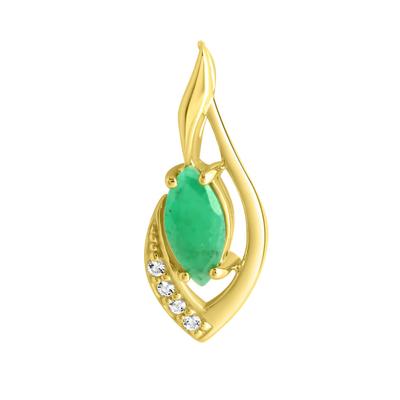 Kettenanhänger FIRETTI "Schmuck Geschenk Gold 375 Halsschmuck Anhänger Halskette Tropfen", grün (gelbgoldfarben, kristallweiß, grün, kristallweiß, grün), Schmuckanhänger, Damen, Gelbgold 375, 0,75 g, Kettenanhänger, mit Smaragd, Weißtopas