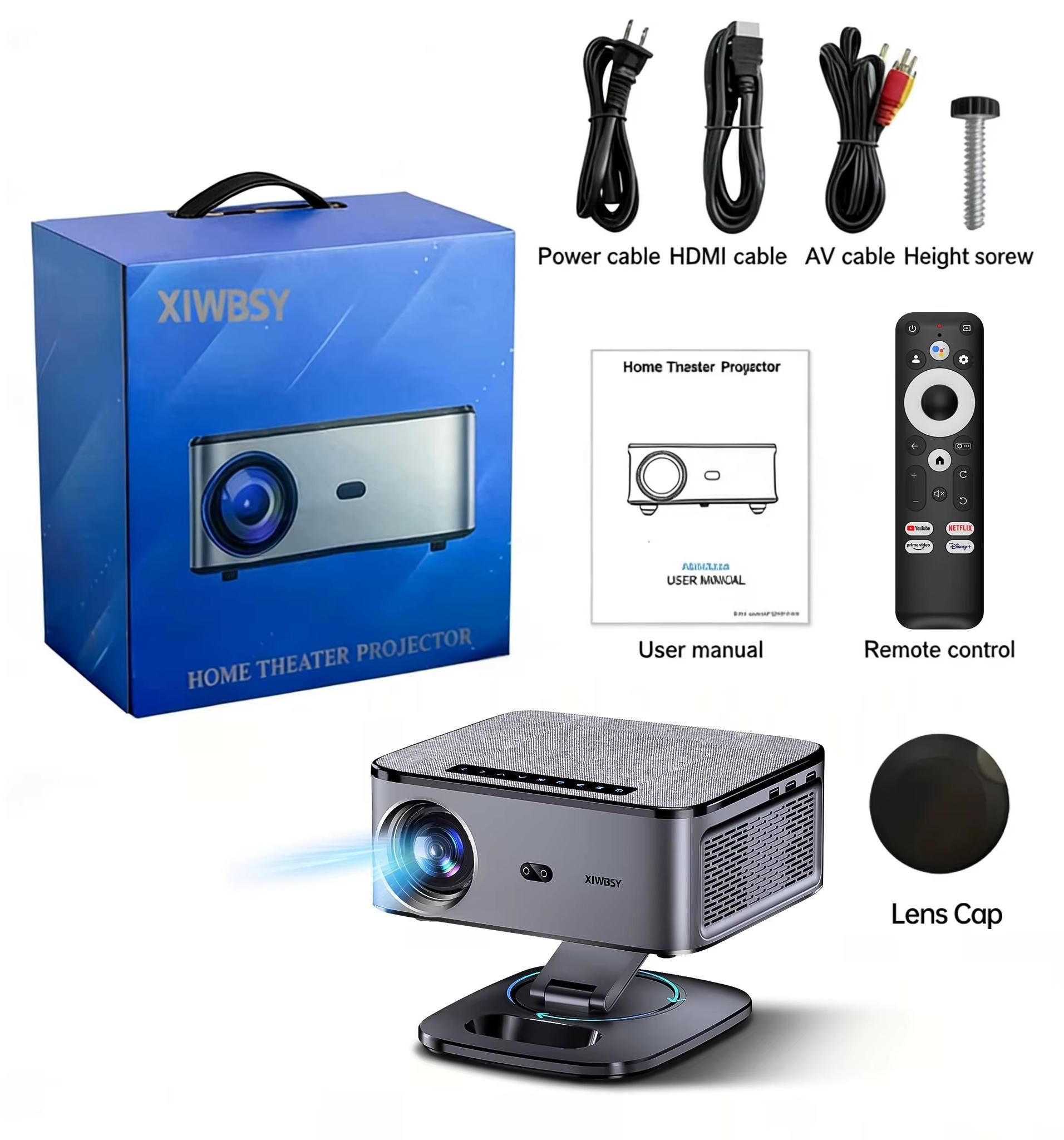 Projektor T08 Plus - 360° Drehbarer Standfuß - Native 1080p-Auflösung, 4K-Unterstützung - 3.600 ANSI-Lumen - Autofokus, Automatische Trapezkorrektur - WiFi 6, Bluetooth 5.4