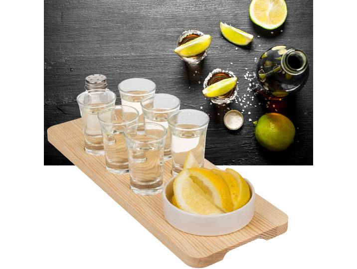 Tequila-Servier-Set, 9-teilig, inkl. Gläser, Salzstreuer und Schälchen