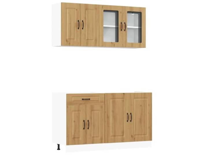 Favemtsl 4-TLG Küchenzeile Küchenschrank-Set Kalmar Artisan-Eiche Modulares 4er Küchenmöbel-Set für die Küche, flexibel kombinierbare Unter- und Oberschränke mit Verstellfüßen.