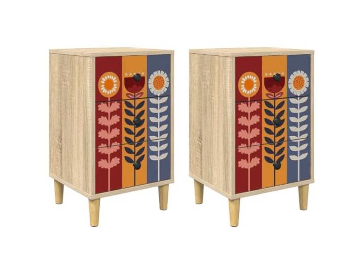 Heofavd Nachttisch 2er Set Sonoma-Eiche 36x33x60cm Beistelltisch