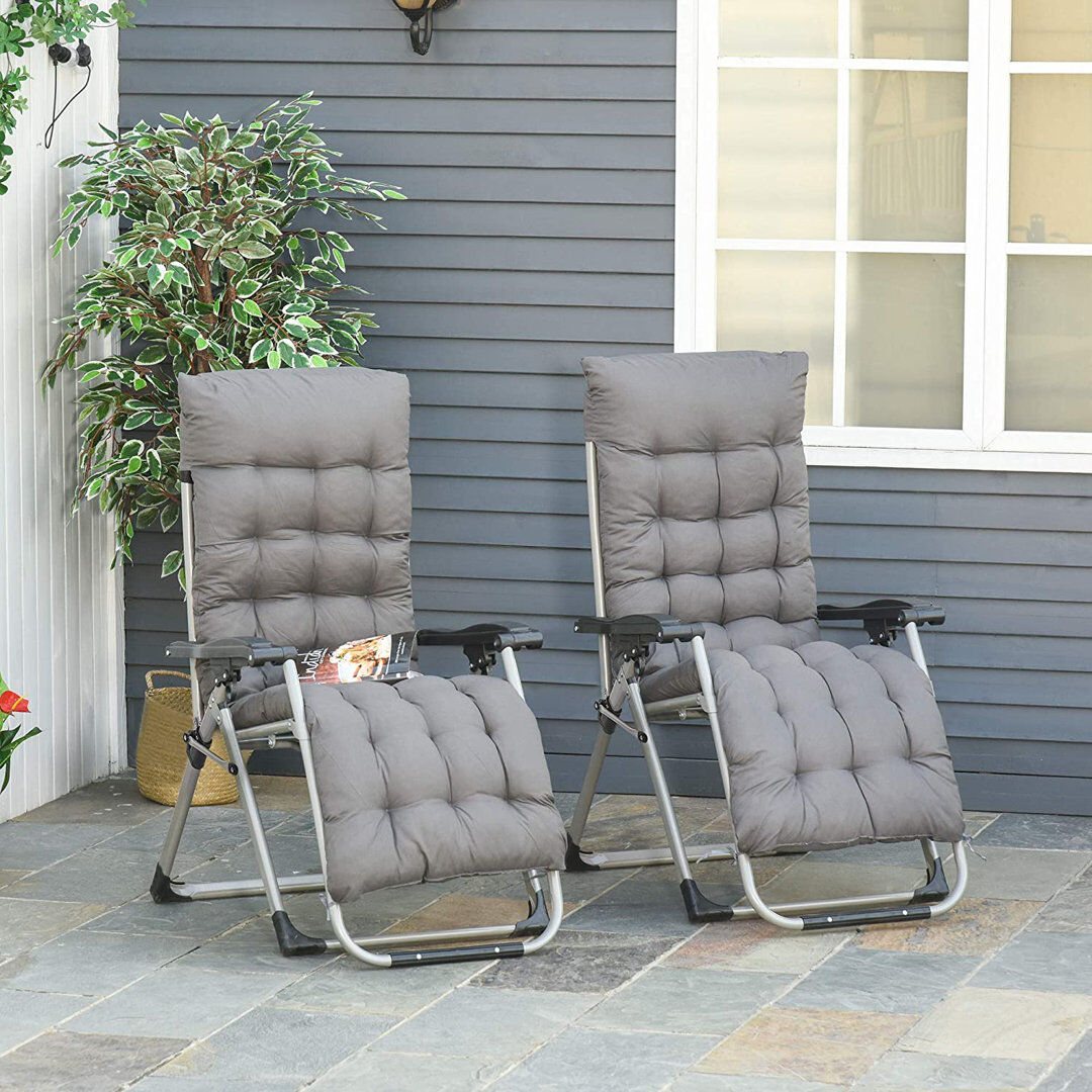 Dakota Fields Snaresbrook Reclining Zero Gravity Chair Folding Metal Frame 2pcs Dark Grey Gray 110cm H X 65cm W X 90cm L