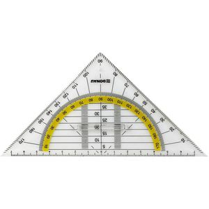 DONAU Geodreieck 4210002-00, 16 cm Hypotenuse, mit Griff