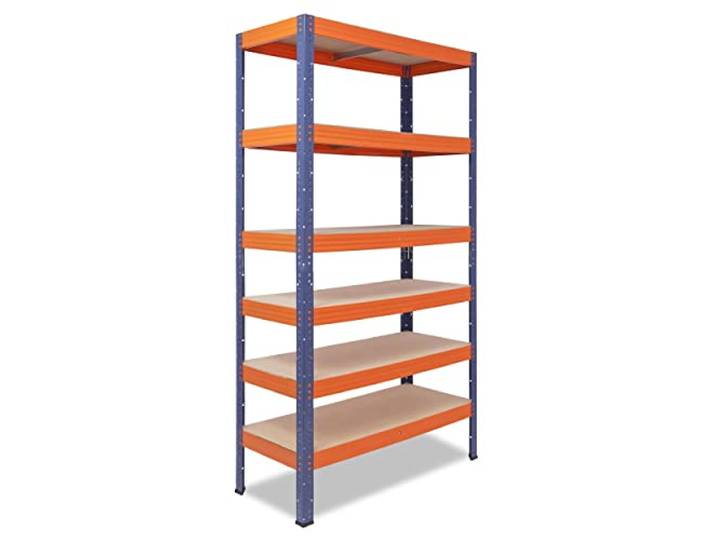 shelfplaza Pro 200x120x60cm Schwerlastregal blau-orange mit 6 Böden x 166kg Kellerregal · Lagerregal · Metallregal · Regale für Kellerraum · Steckregal · Abstellraum Regal