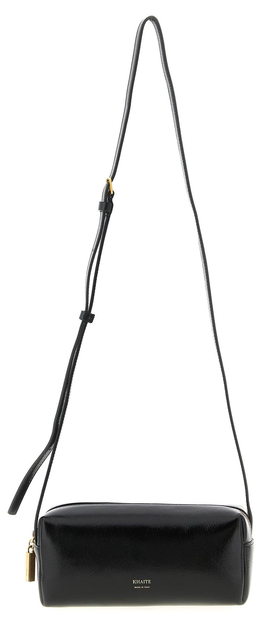 Khaite Kye Mini Umhängetasche Lackkalbsleder schwarz