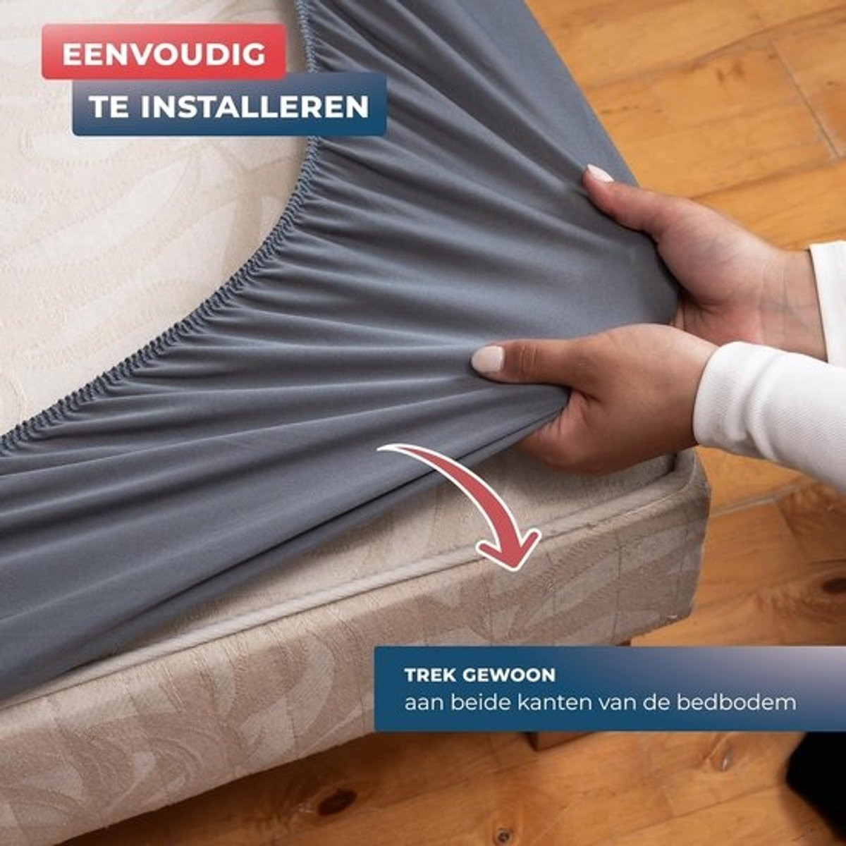 Grijs Boxspringhoes - Elastische beschermer voor bedombouw - 90 x 200 cm