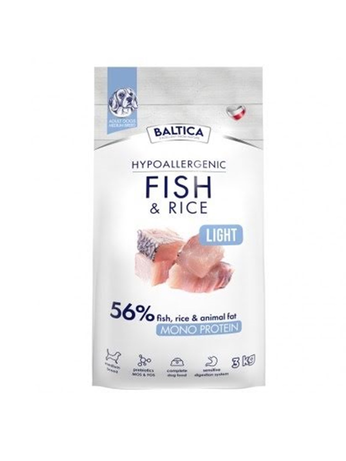 BALTICA Nutraceutic Hypoallergenic Light M Fisch mit Reis - Trockenfutter für Hunde - 3kg