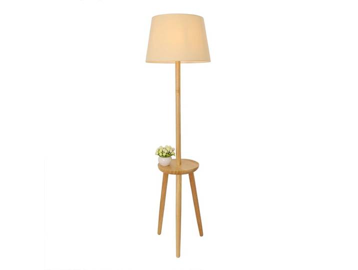 QUVIO Staande vloerlamp - Met plankje - Hout
