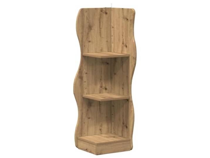 QINXIXINAIXI Eckregal Artisan-Eiche 34 x 33 x 102 cm Holzwerkstoff Wellenmuster, Eckennutzung, Deko und Bücher, modernes Design, feuchtigkeitsresistent, einfache Pflege