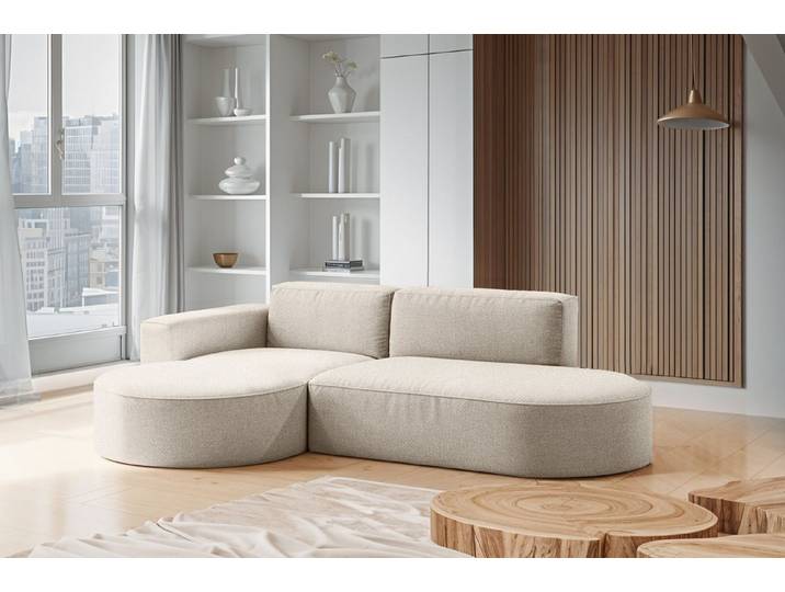 Kaiser Möbel Ecksofa Modernes L-förmiges Designer Modena Falten, HR-Schaum, Wellenfeder, Komfort