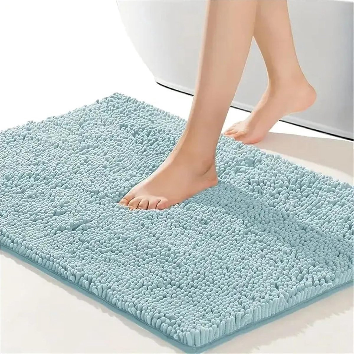 Chenille Badmat Blauw - Super absorberend Douchetapijt - 40 x 60 cm