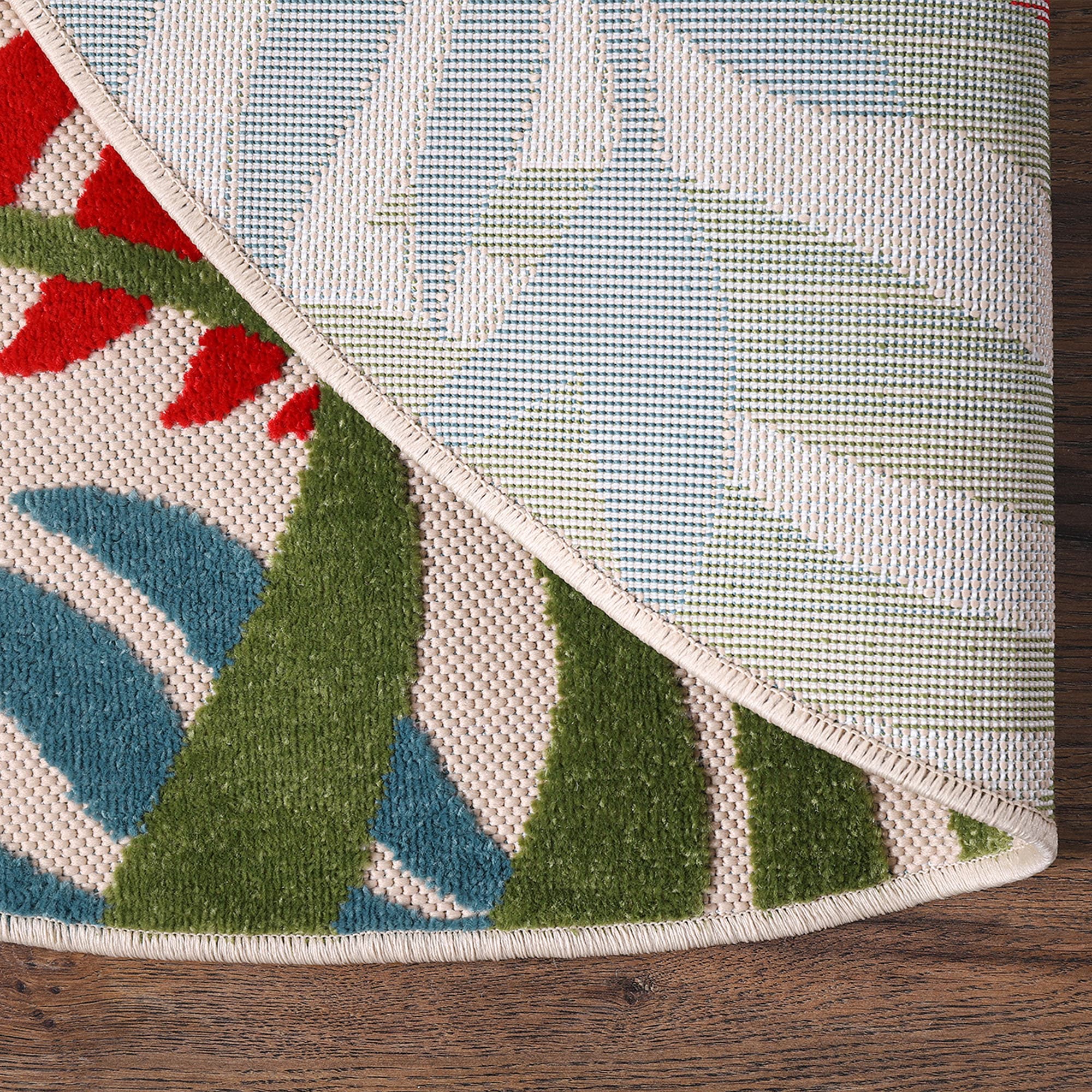 Teppich SANAT "Floral Outdoor, auch als Läufer und Rund", bunt (multi), H:6mm Ø:120cm, Kunstfaser, Teppiche, Teppich, In- und Outdoor geeignet, florales Design, Balkon, Terasse multi Ø 120cm 1 Stk., 6mm, Ø 120cm