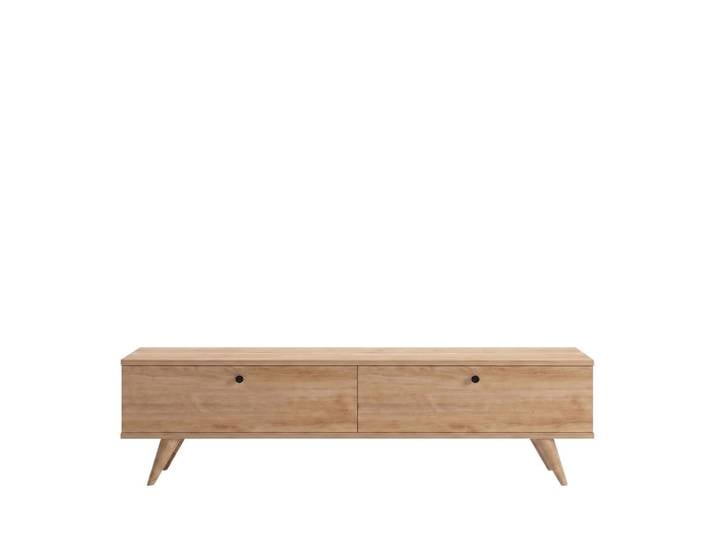 Meuble tv 2 portes en bois l140cm - bois clair
