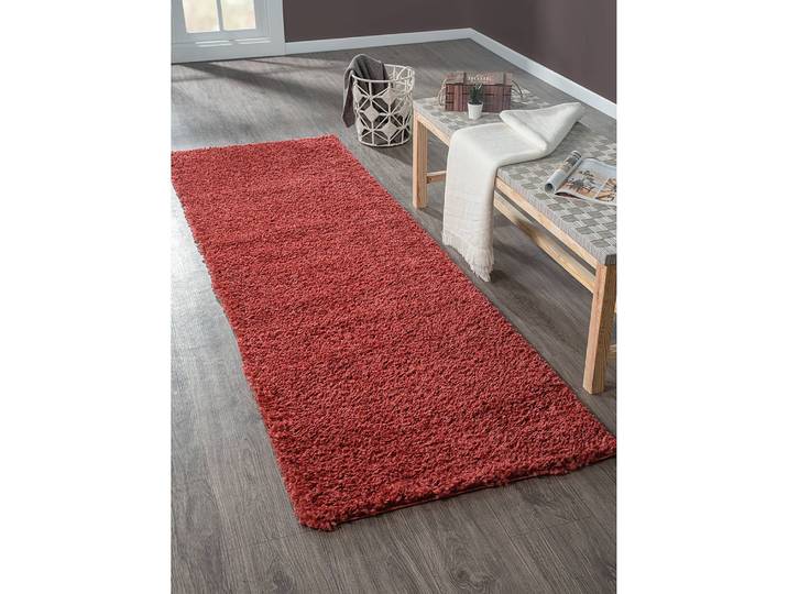 Hochflorteppich 80 x 250cm Rot/Weinrot