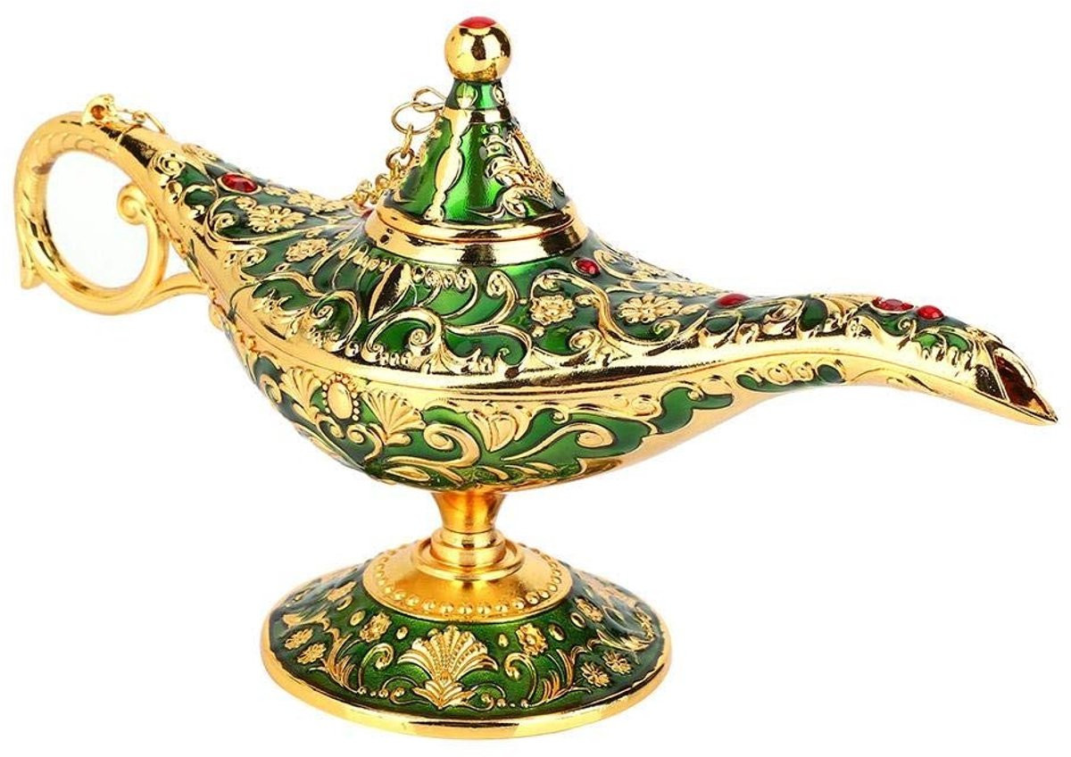 Dailygoody Aladdin Magic Genie Lamp - Vintage Collectible Decoratieve Aromalamp - Groen