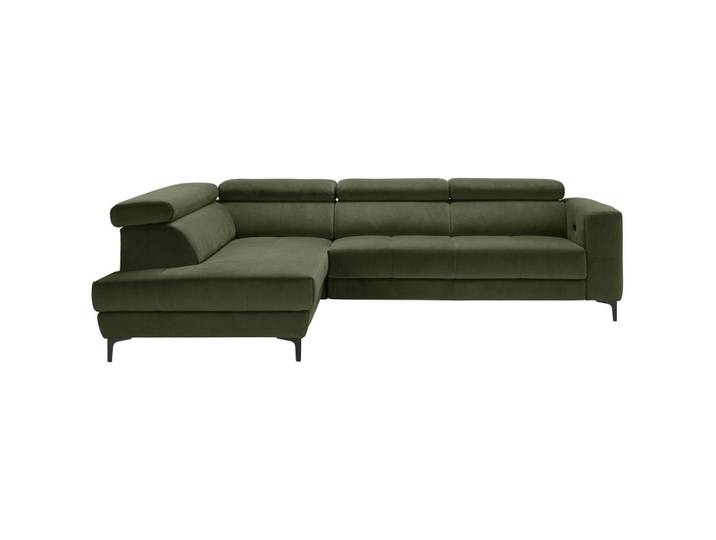 Ecksofa Velours Olivgrün