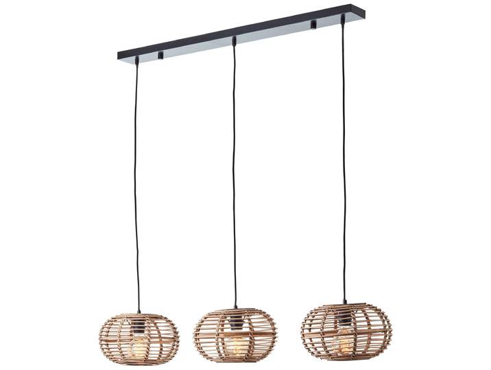 BRILLIANT Woodball Pendelleuchte 3flg schwarz matt/bambus