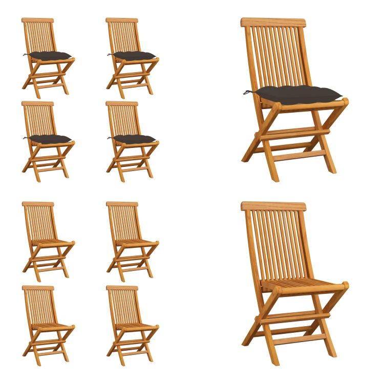 vidaXL Gartenstühle mit Taupe Kissen 4 Stk. Massivholz Teak - Gartenstuhl - Gartenstühle - Holz-Gartenstuhl - Holz-Gartenstühle