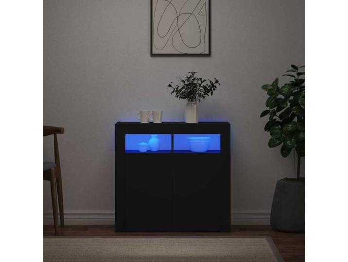 Sideboard - enfilade - CHIC Buffet bas de salon - avec lumières LED noir 80x35x75 cm@58694