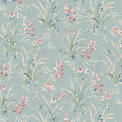 Laura Ashley Mosedale Posy Dark Duck Egg Blue Wallpaper