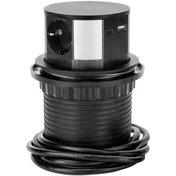Möbelsteckdose mit 3x 230V Schuko 1x USB-A 1x USB-C Anschluss W-72014