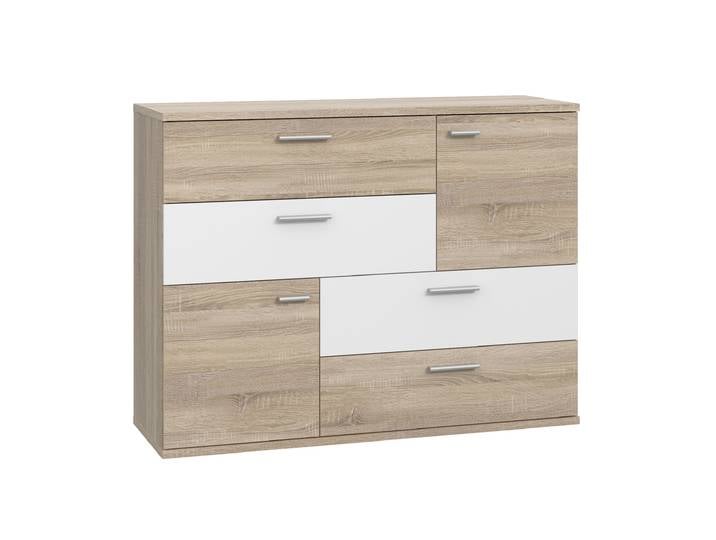 Kommode Sonoma Eiche - weiß 125 cm - SKIVE