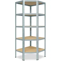 shelfplaza HOME 200x90x60 cm Eckregal in verzinkt mit 5 Böden und 175 kg Traglast pro Boden