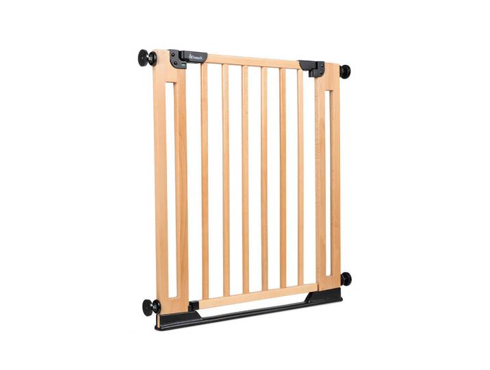 Hauck Türschutzgitter Clear Step Easyclose Eco, Buche, Holz, Metall, Kunststoff, Buche, 75-80x76x5 cm, Verlängerung erhältlich, einfach zu befestigen, Kindersicherheit, Treppenschutzgitter