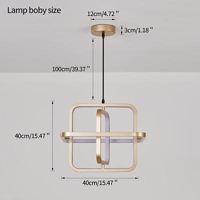 quadratische LED Pendelleuchte Restaurant Büro 350° drehbar Pendelleuchte modern minimalistisch 40 Watt Industriestil Hängelampen Gold für Restaurant Bar Küche Esszimmer Atmosphäre