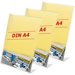 Showdown-Displays Tischaufsteller A4, aus Acryl, L-Form, einseitig, 3 Stück