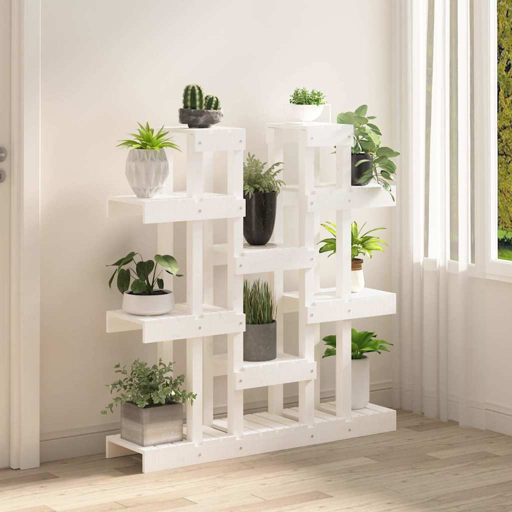 vidaXL Support à plantes Blanc 104,5x25x109,5 cm Bois massif de pin