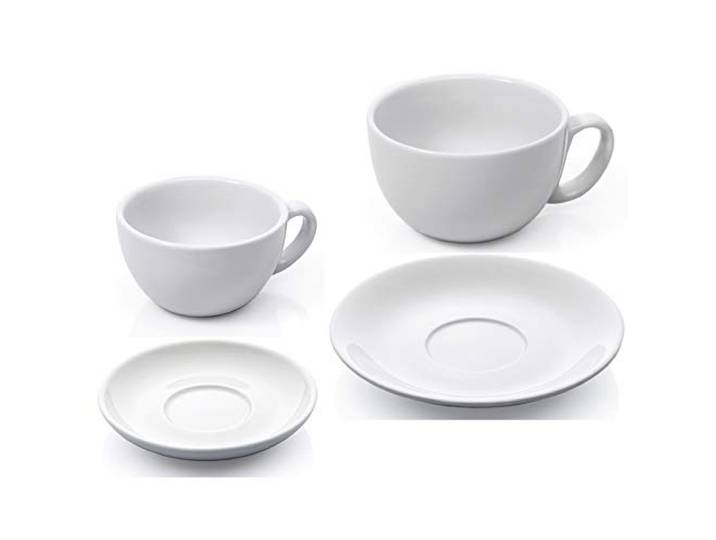 Gastro Spirit - 24-teiliges XL Kaffee-Tassen/Cappuccino-Tassen Set - Weiß, 280 ml + 350 ml, Porzellan, dickwandig