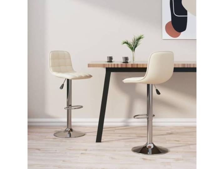 LPERTGFHU 2 Barhocker Stoff Creme - Küchenstühle höhenverstellbar 360 Chromstahl-Gestell, Integrierte Fußstütze, Modernes Design, Einfache Montage