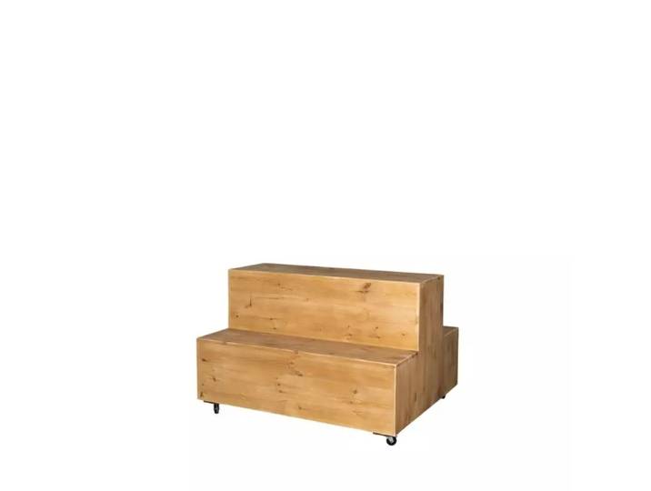 Présentoir central fleuriste sur roulettes 2 niveaux bois massif
