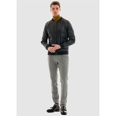 Lederjacke PIERRE CARDIN, Herren, Gr. M, schwarz, 100% Leder, unifarben, kurz, Rundhals, Jacken, im Bomber-Look