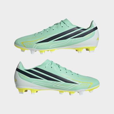 Fußballschuh ADIDAS PERFORMANCE "F50 HYPERFAST CLUB, FESTE BÖDEN/GEMISCHTE BÖDEN", Herren, Gr. 42, grün (pulse mint, night navy, solar lemon), Synthetik, Schuhe Fußballschuh, für viele verschiedene Böden geeignet
