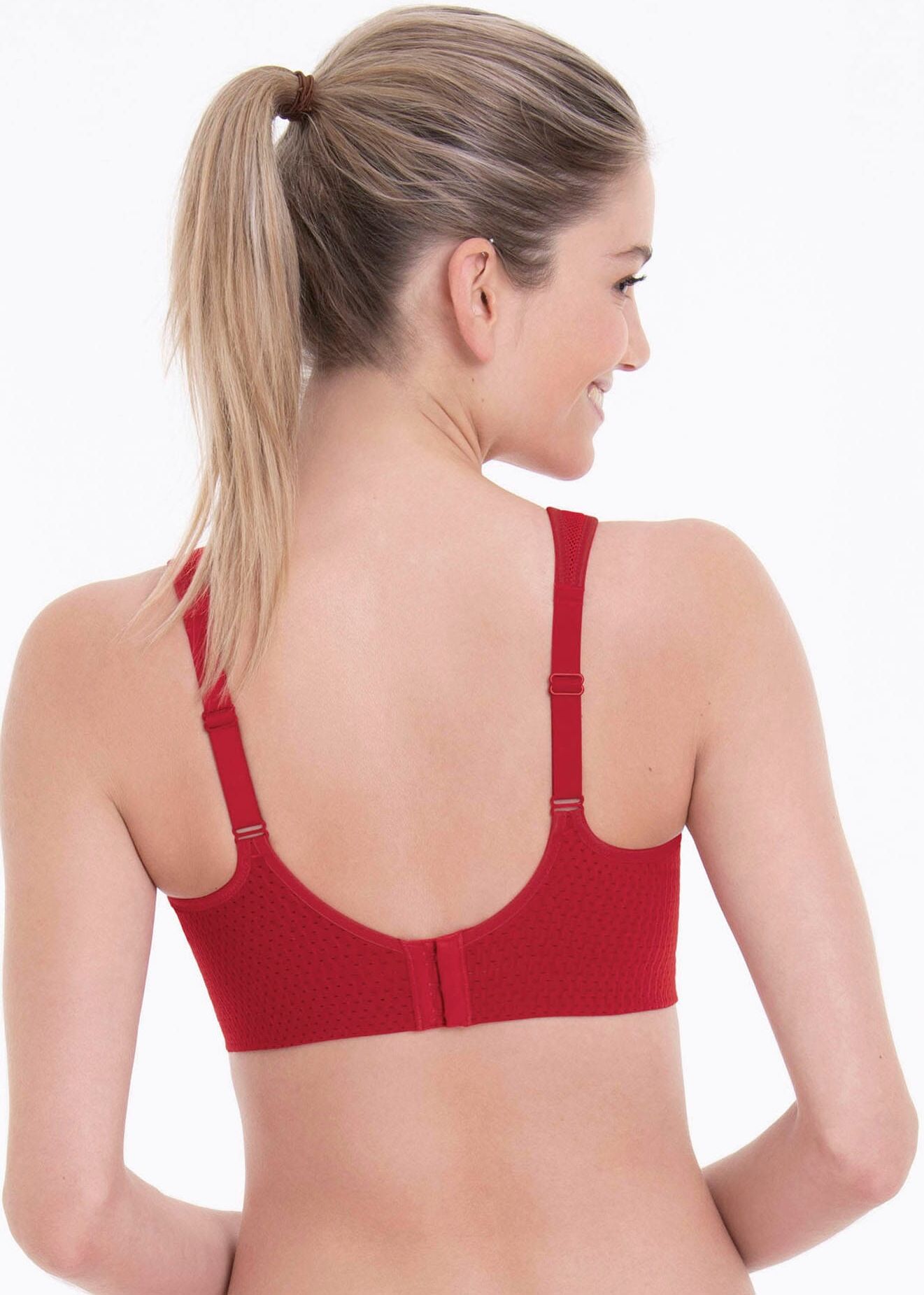 Sport-BH ANITA ACTIVE "Air Control Deltapad", Damen, Gr. 85, Cup D, pink (lipstick), Netz, Obermaterial: 49% Polyamid, 39% Polyester, 12% Elasthan, Mesh, Netz, durchscheinend, matt, unifarben, Basic, regular fit, BHs Sport-BH, doppellagige Cups, gepolster