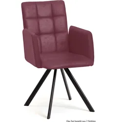 ARMLEHNSTUHL drehbar (2er-Set) Despo 52x91x60 Schwarz/Marsala