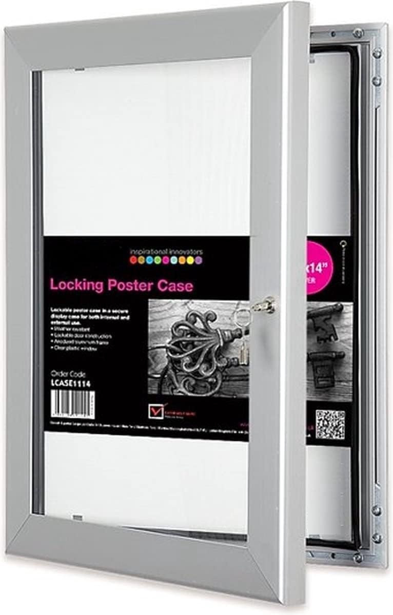 Waterdichte afsluitbare wandvitrine voor A3-reclame in zilver
