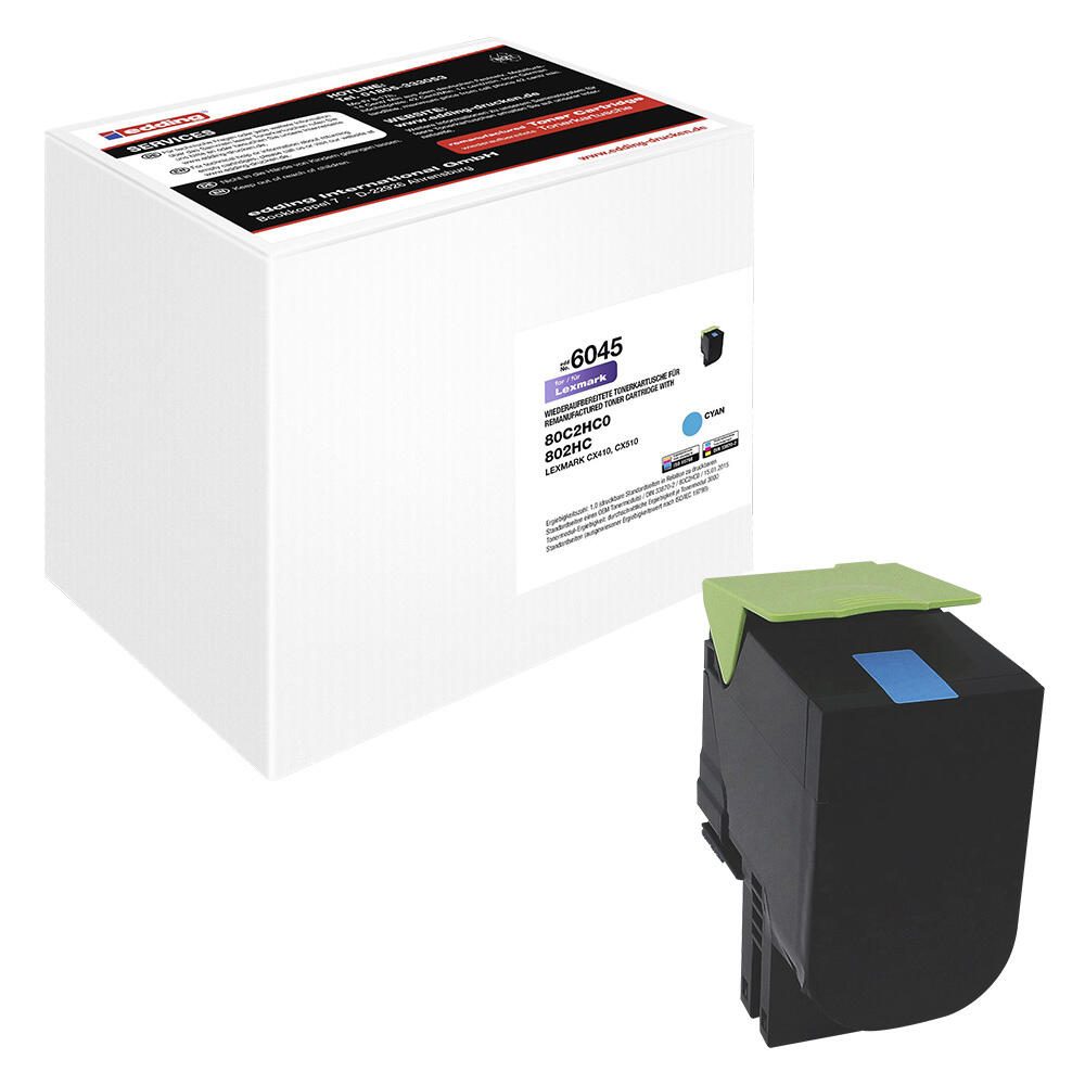 edding Toner EDD-6045 cyan kompatibel zu LEXMARK 80C2HC0 18-6045