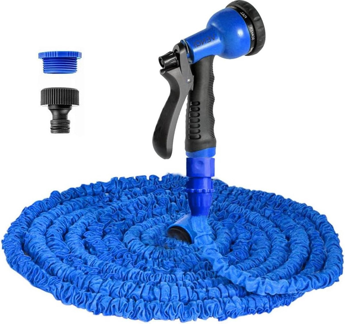 Set van 3 uitbreidbare magische waterslangen met 8-patroon sproeikop, blauw, 45,7 m