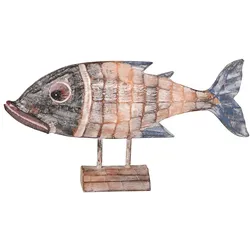 DELUKE Holzfisch GRETAL Holz Natur 27x8,5x50cm Holzdekoration Fisch-Optik