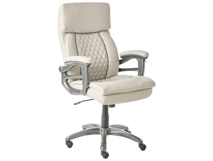 Beliani Chefsessel Beige Gallant, Beige, Silberfarben, Kunststoff, 66x113x66 cm, Büromöbel, Bürostühle, Chefsessel
