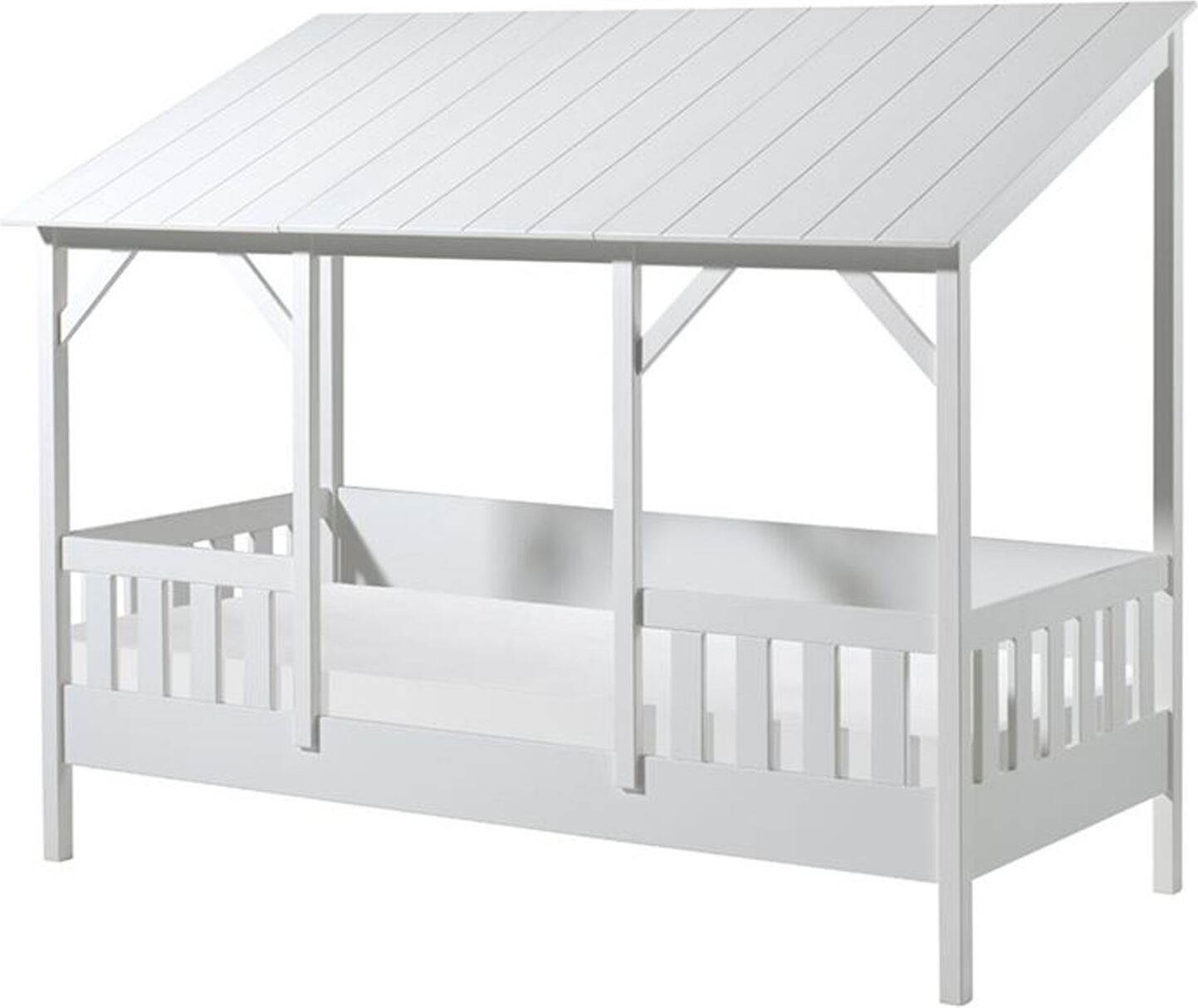 Hausbett Katinka 214x105x174 Kinderbett Massivholz+MDF Weiß