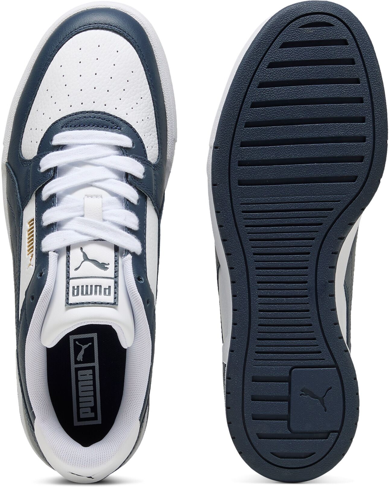 Sneaker PUMA "CA PRO CLASSIC II", Damen, Gr. 42, Textil, weiss (puma weiß, club navy, puma team gold), Leder, unifarben, Schuhe Sneaker, für Freizeitaktivitäten, mit atmungsaktivem Mesh-Futter puma weiß, club navy, puma team gold 42, Textil