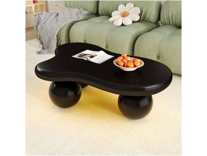 Table basse noire en forme de nuage avec LED design ludique en MDF