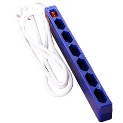 POWERTEC COLOR Powertec 6-fach Euro-Steckdose - Blau