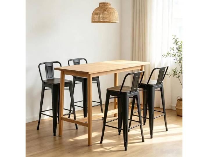 SUPFINE 4pcs Tabourets de Bar en Métal Chaises de Bar Industriels Empilables Dossier amovible pour Restaurant Café Cuisine