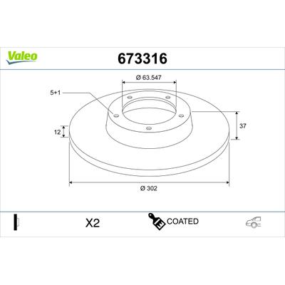 VALEO Bremsscheibe 673316 Hinterachse voll 302mm 12mm für Volvo ASIA